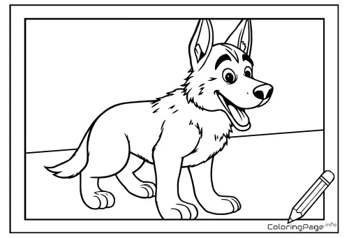 Online coloring page Happy Sheepdog