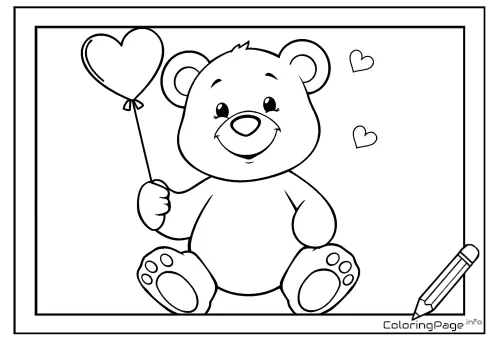 Online coloring page Teddy Bear with a Balloon
