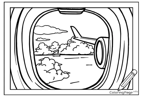 Online coloring page Airplane Trip
