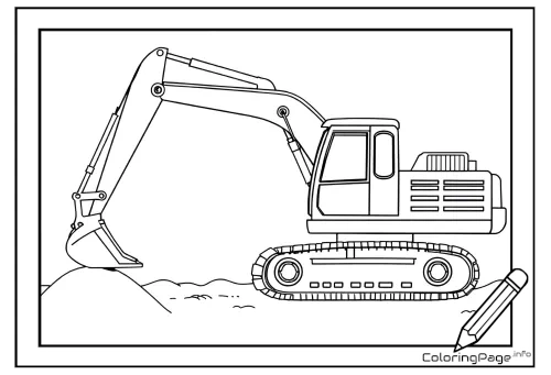 Online coloring page Excavator in the Sandbox