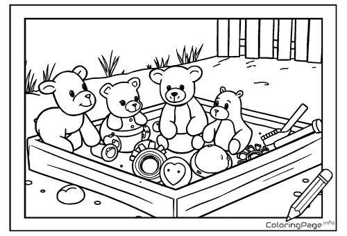 Online coloring page Sandbox Toys
