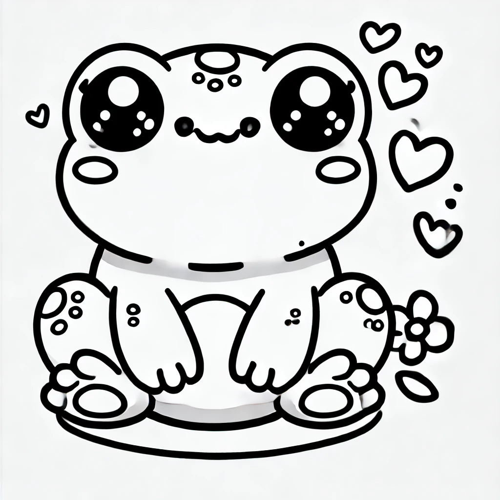 Cute Frog Coloring Page for Kids