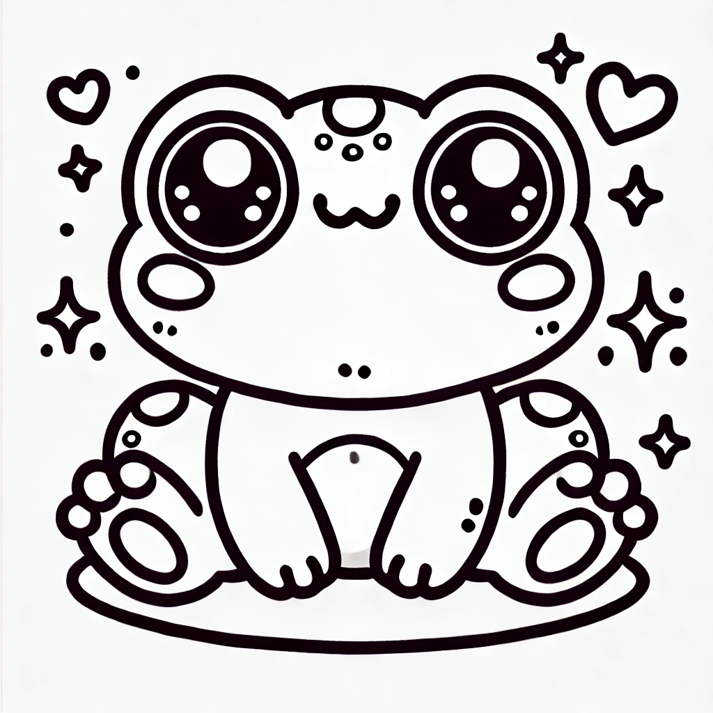 Kawaii Frog Coloring Page