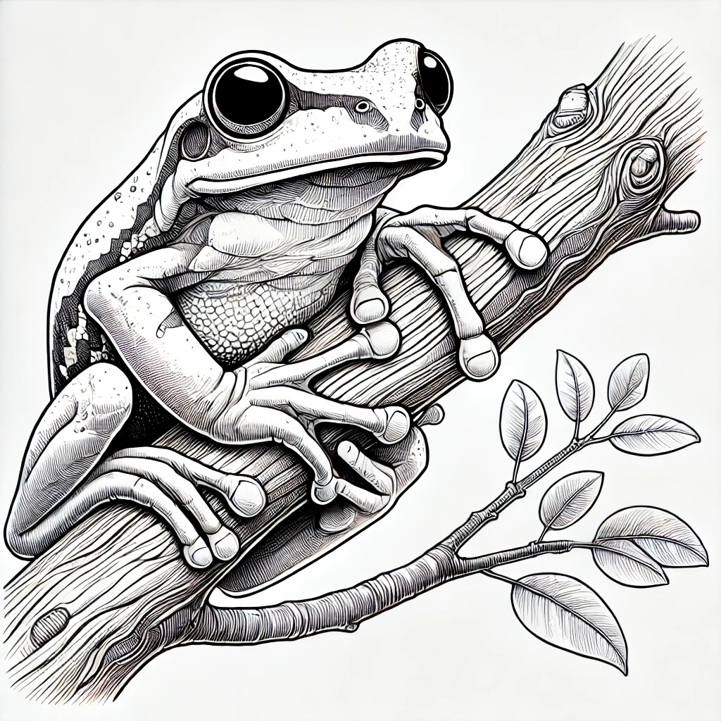 Realistic Tree Frog Coloring Page